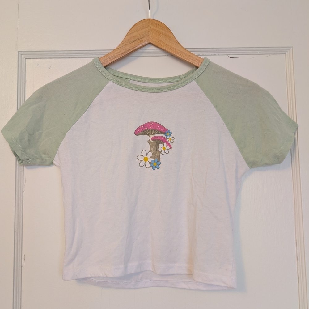 Bluenotes Tee with Mushroom and Floral Design